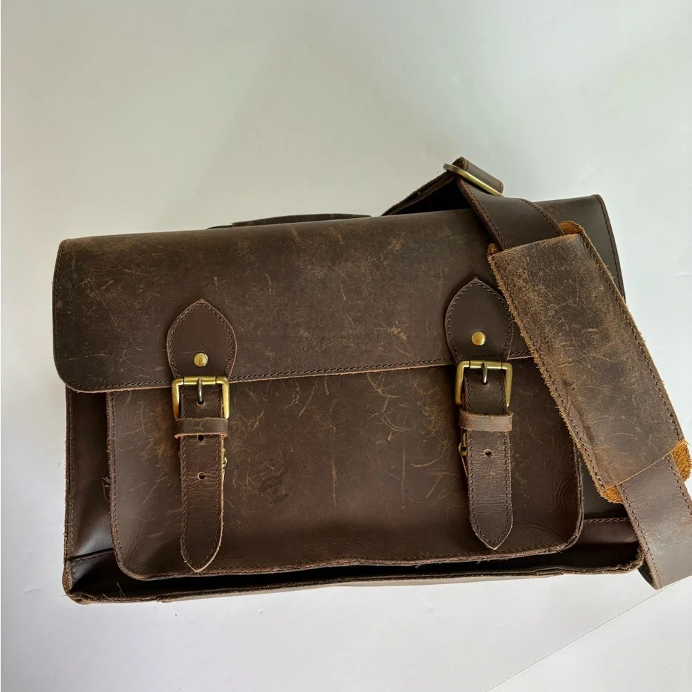Purple Relic Classic Brown Leather Bag